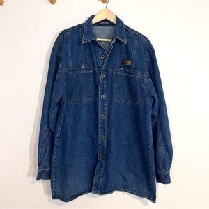 Vintage Paco 90’s Blue Heavy Denim Button Down Shirt Jacket Shacket Men’s Large
